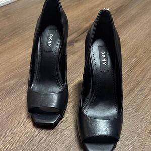 DKNY Elegant Black Peep Toe Heels
